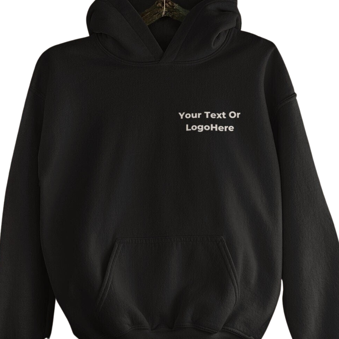 Embroidered Hoodie - Custom Text On Left Breast Design