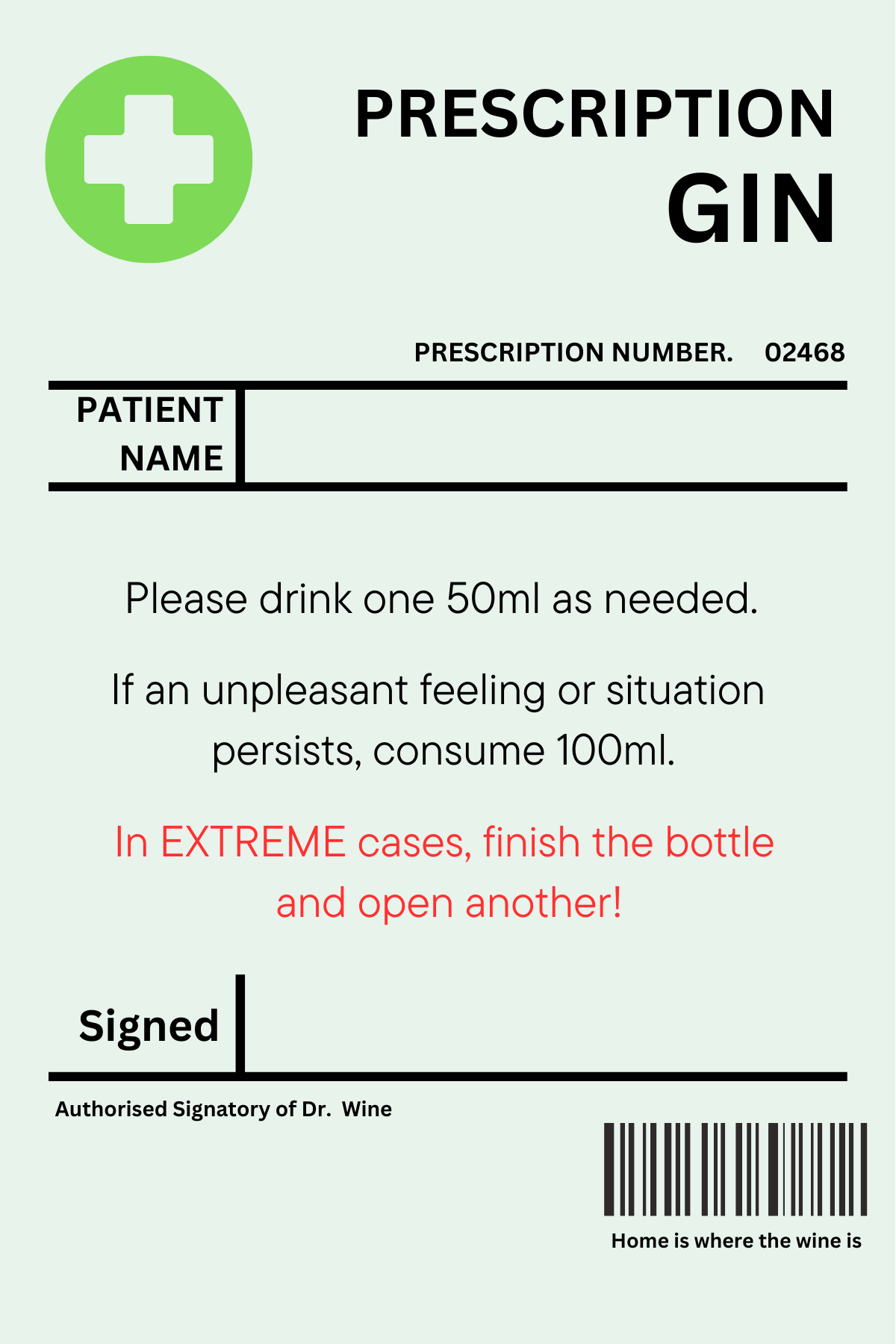 Prescription Alcohol Sticker