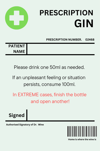 Prescription Alcohol Sticker