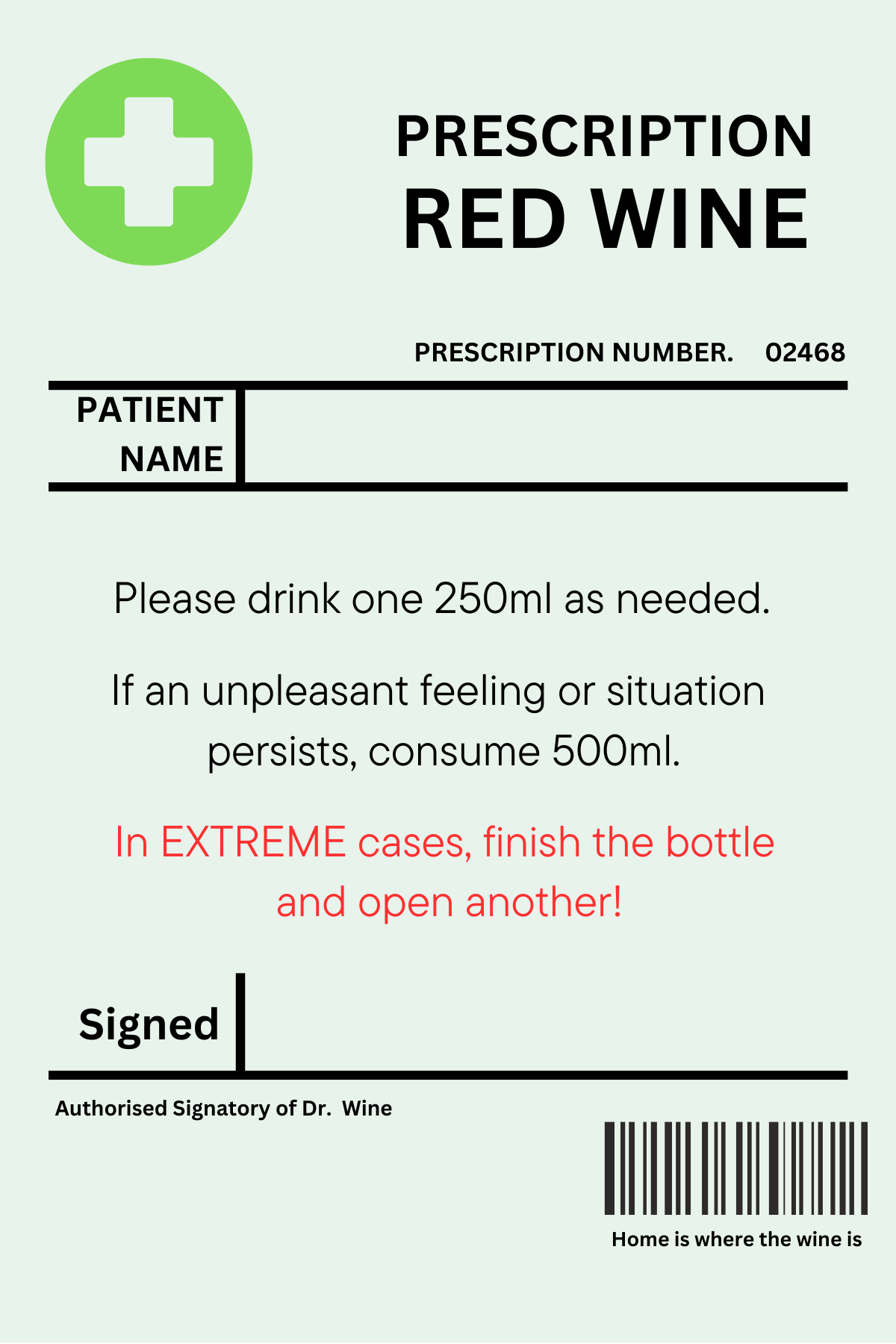 Prescription Alcohol Sticker