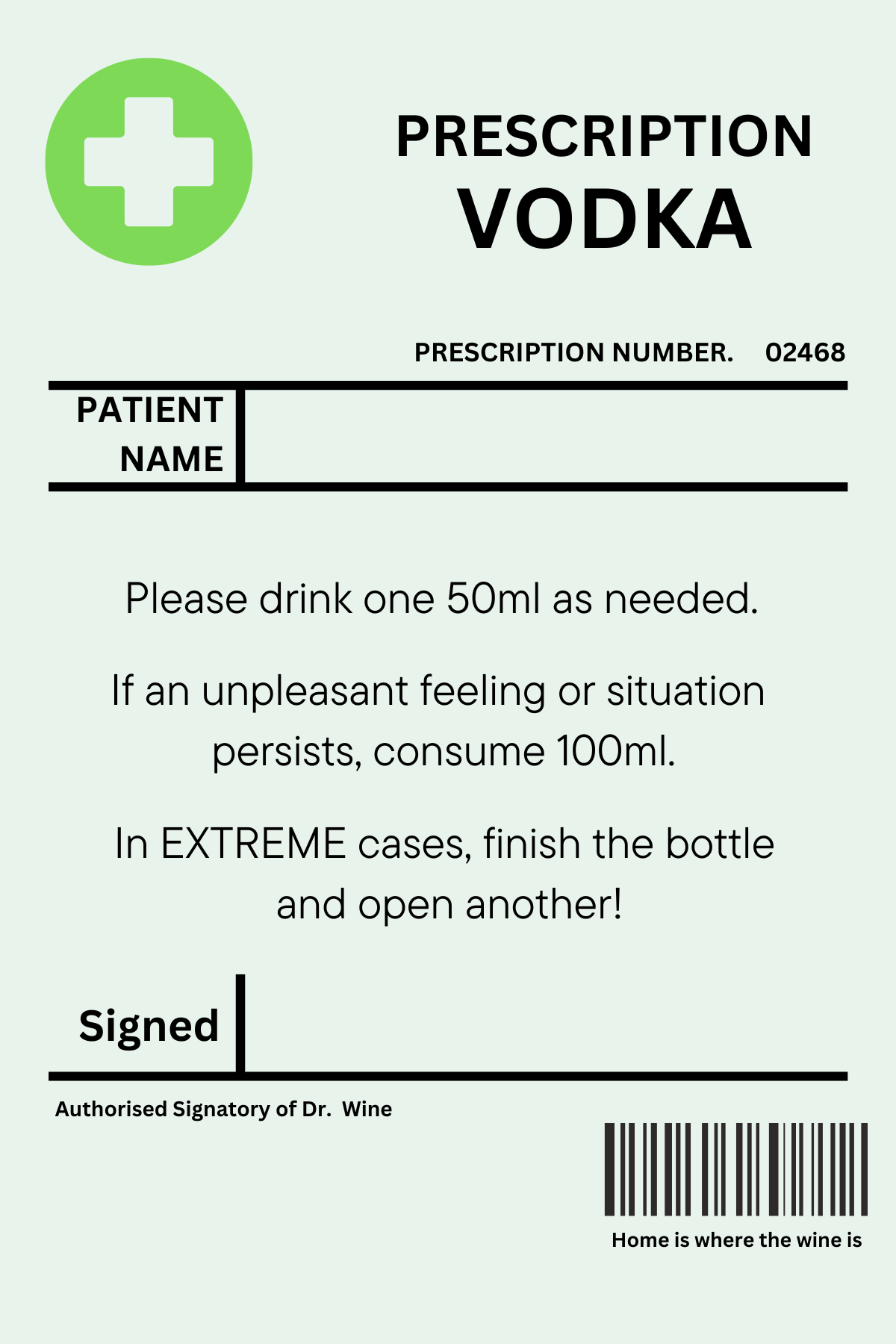 Prescription Alcohol Sticker