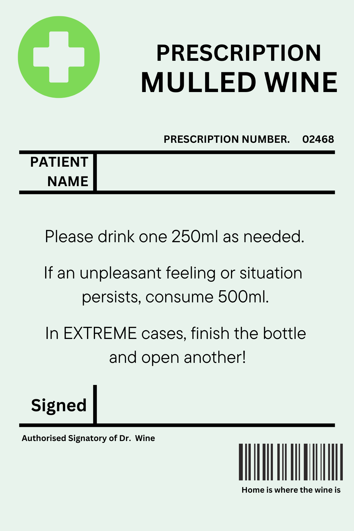 Prescription Alcohol Sticker