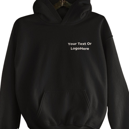 Embroidered Hoodie - Custom Text On Left Breast Design